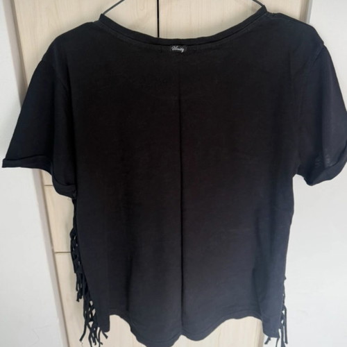 Unity black punk T-shirt with fringes like new