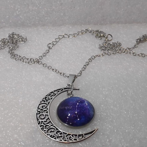 Scorpio Zodiac Pendant with Crescent Moon, like new