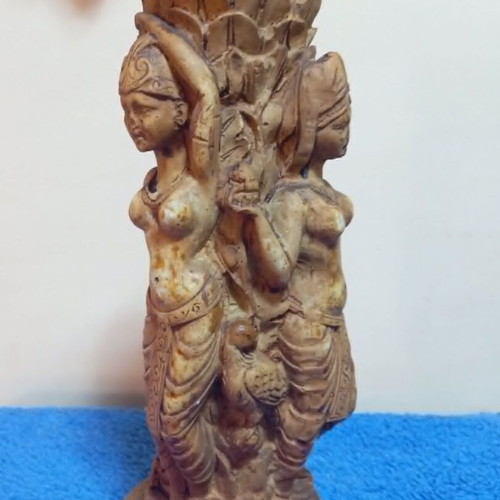 Decorative resin vase vintage with carved female figures used