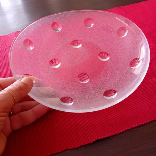 Glass oval platter unused with suction cup design