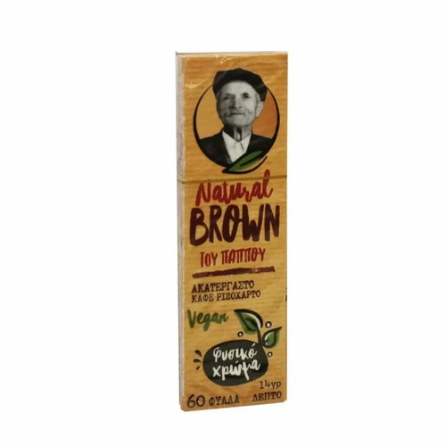 Tsigaroharto tou Pappou natural thin rolling paper, 60 sheets, new