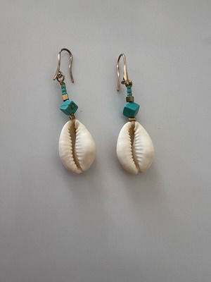 Earrings with shells and stones used