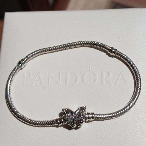 Pandora Bracelet 925 Silver with Cubic Zirconia Butterfly new