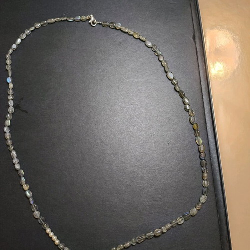 Handmade necklace with silver elements and labradorites like new, 65.5 cm