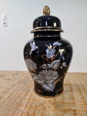 Vintage glass vase with lid used