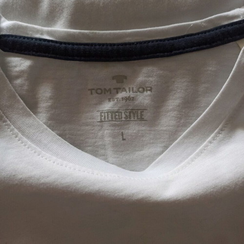 Tom Tailor men's t-shirt new, size L, white and gray