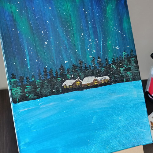 Small painting with northern lights new