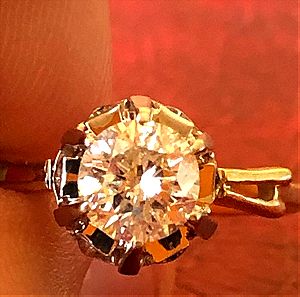 18κ μασίφ χρυσό δαχτυλίδι με διαμάντι 0,74ct καθαρότητα I χρώμα G