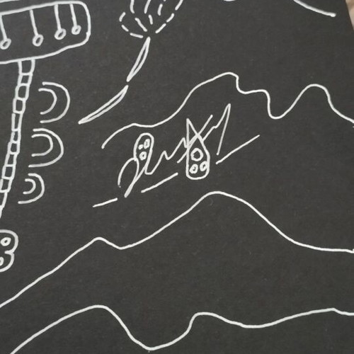 Original Artwork Cosmic Alchemy White Gel Pen on Black Paper New