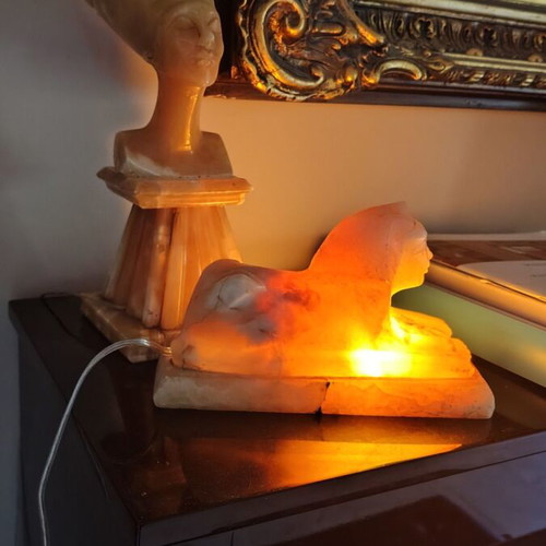 Sphinx vintage onyx art deco lamp used