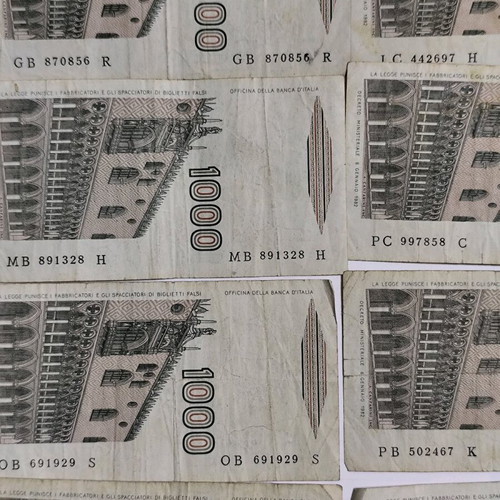 Italian banknotes used, pack of 20 of 1000 lire
