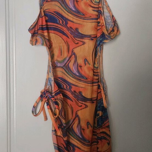 Transparent beach dress XL like new, multicolored