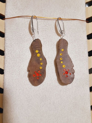 Handmade silver earrings silver 925 wood new