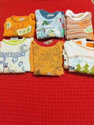 Baby clothing set used, boy 6-12 months, 6 cotton shirts and 2 cardigans