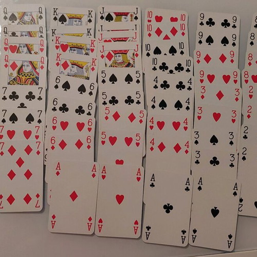 Playing cards used, pack of 4