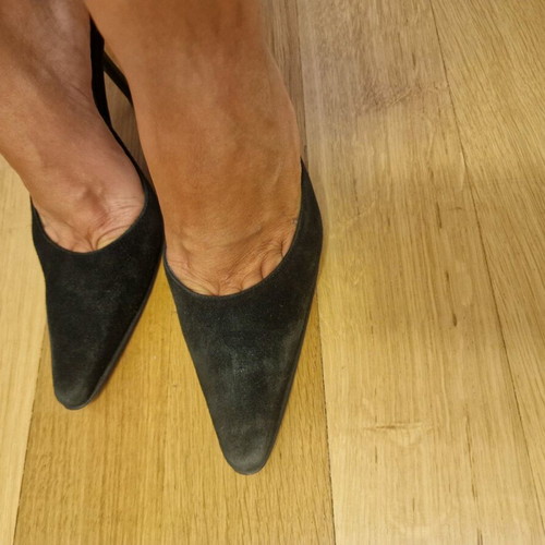 Women's suede mule used, size 38, black Ioannou exclusive