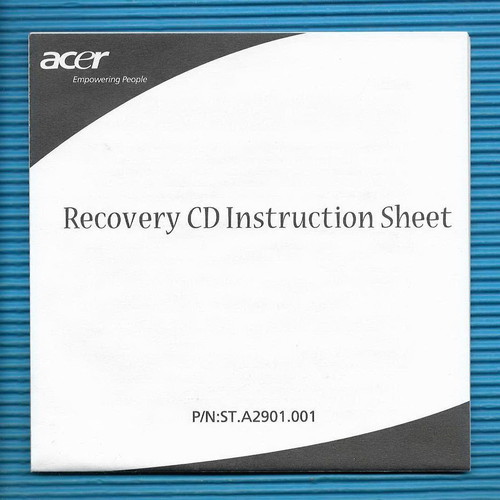 Acer Aspire 1800 Series Software CDs used, system and recovery pack