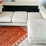 Γωνιακός καναπές με αναστρέψιμη γωνία 213x163 εκ. άσπρος