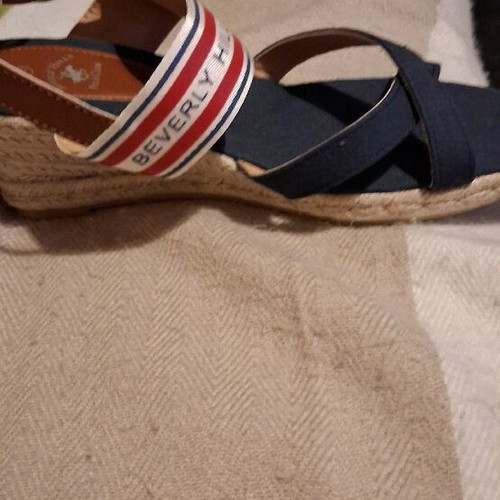 Beverly Hills Polo Club women's platform shoes new, blue with brown strap