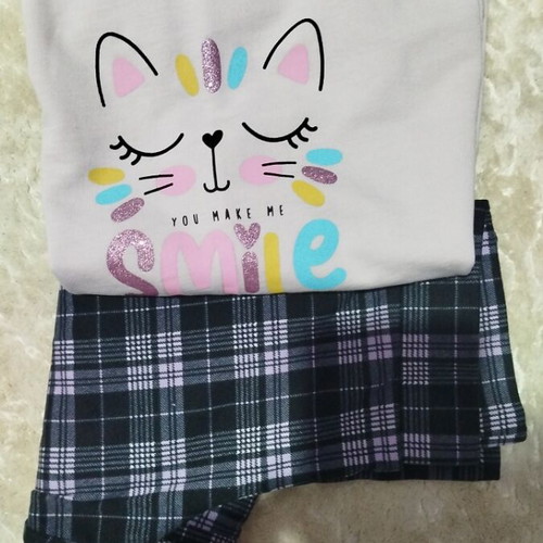 Girls' blouse and leggings 128-134 cm used, pink and purple