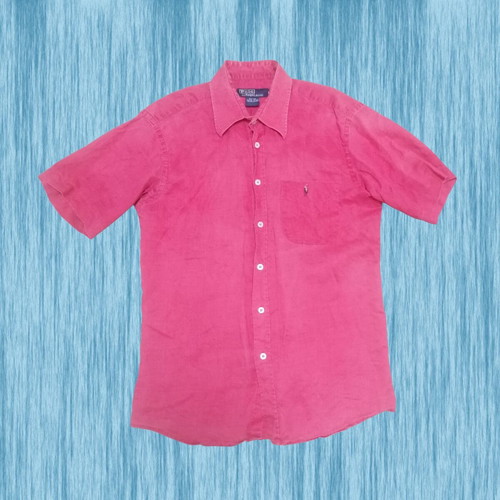 Linen shirt used, vintage red-pink, medium-large fit