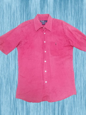 Linen shirt used, vintage red-pink, medium-large fit