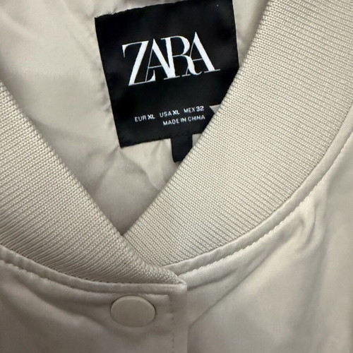 Bomber jacket satin Zara like new, beige, crop style, XL