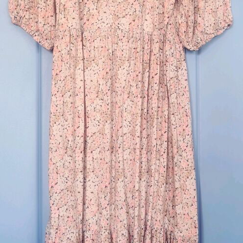 Floral long dress H&M like new, pink viscose