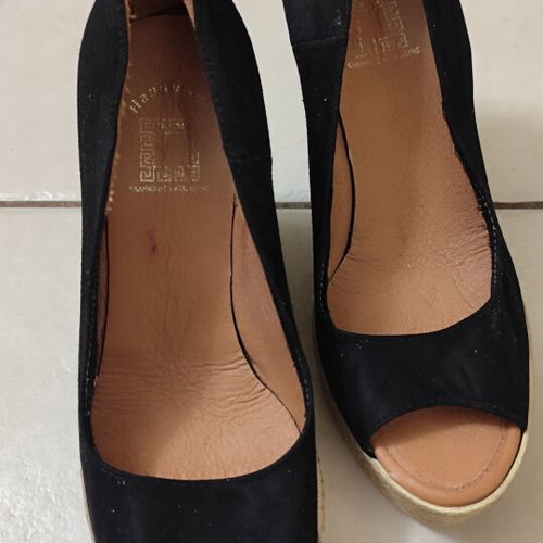 Steve Madden black peep-toe espadrille platform shoes like new