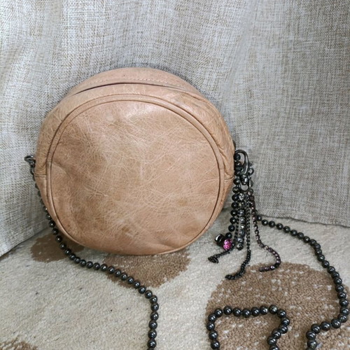 Anna Biagini crossbody bag used, vintage leather beige
