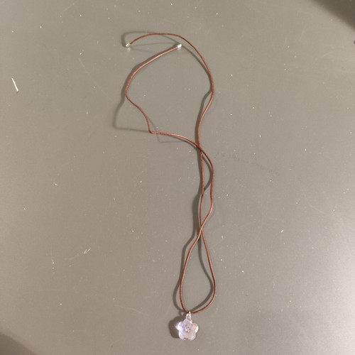 Swarovski vintage flower pendant lilac with brown suede cord