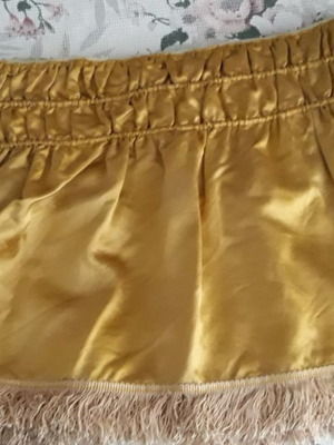 Curtains lambriken used, gold satin with fringes, set of 2