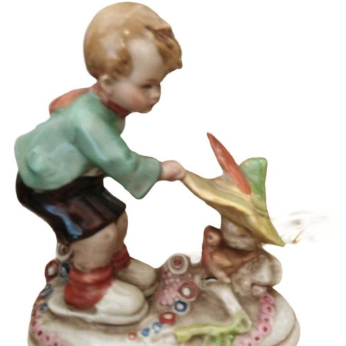 German porcelain miniature child playing new