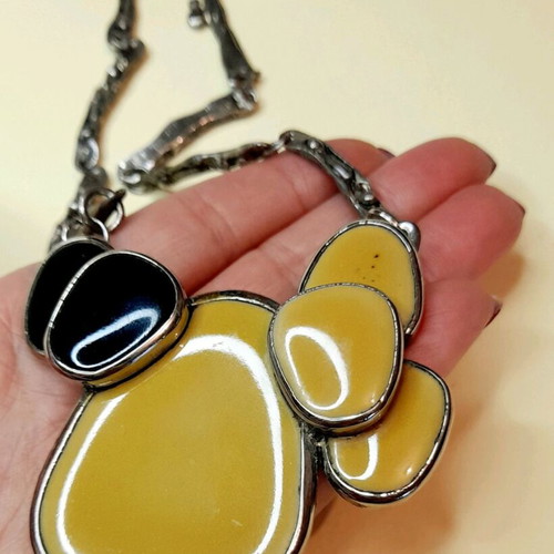 Statement necklace Dino Dinel new with articulated Pebbles motif