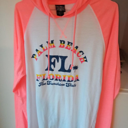 Unisex Surfing Style long-sleeve shirt pink white like new No L,M