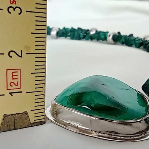 Necklace with natural malachite and 925 silver element new