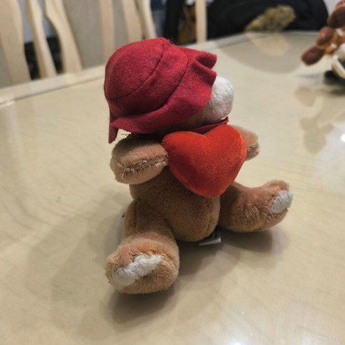 Plush teddy bear like new with red hat and heart TDB1019