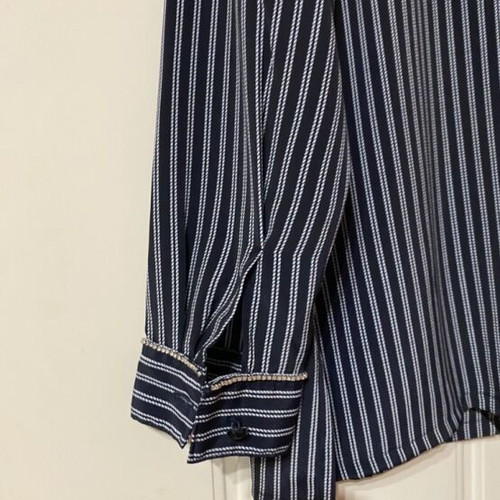 Striped women's shirt size L like new with rhinestone details