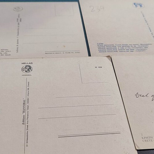 Collectible postcards used, pack of 8, Crete 1970-80