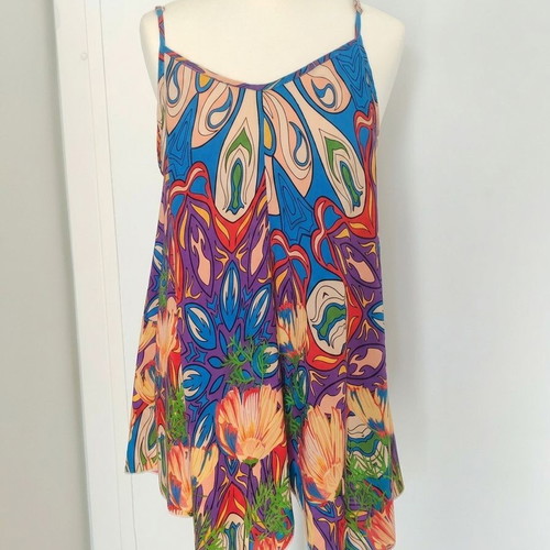 Boho summer cami top C’FLO L/XL floral abstract print like new