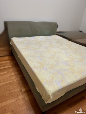 Eleni Natsi Solid Bed with Alcantara and TEMPUR Memory Foam Elite Mattress Like New