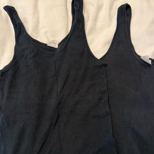 Set of 2 black tank tops with thick straps used, size S