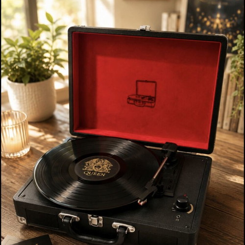 Record player like new, suitcase style, portable