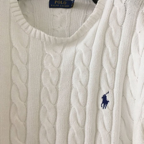 Polo Ralph Lauren cable-knit sweater unisex XXL, white cotton