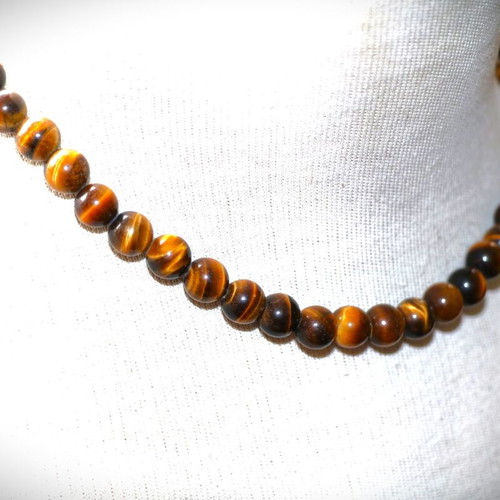Necklace with genuine tiger's eye stones and sterling silver 925 new