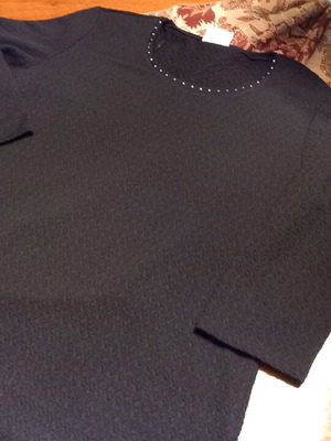 Black blouse medium with rhinestones and nice texture