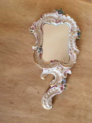 Καθρέφτης Limoges μεταχειρισμένος, γαλλική πορσελάνη, ύψος 27cm