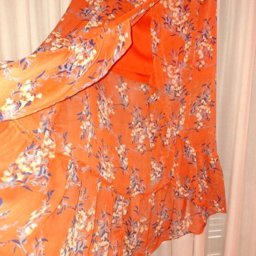 Semi-transparent wrap skirt like new, red orange, size S