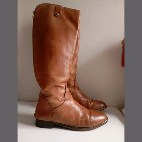 Leather women's boots used, size 38, brown