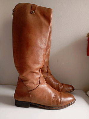Leather women's boots used, size 38, brown